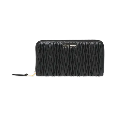 MIU MIU Materassenapa Leather Wallet "Black"
