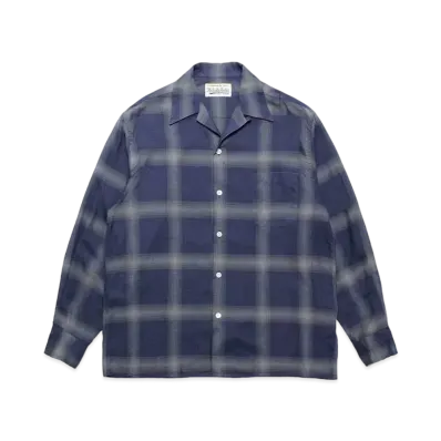 WACKO MARIA Check Open Collar Shirt "Navy"