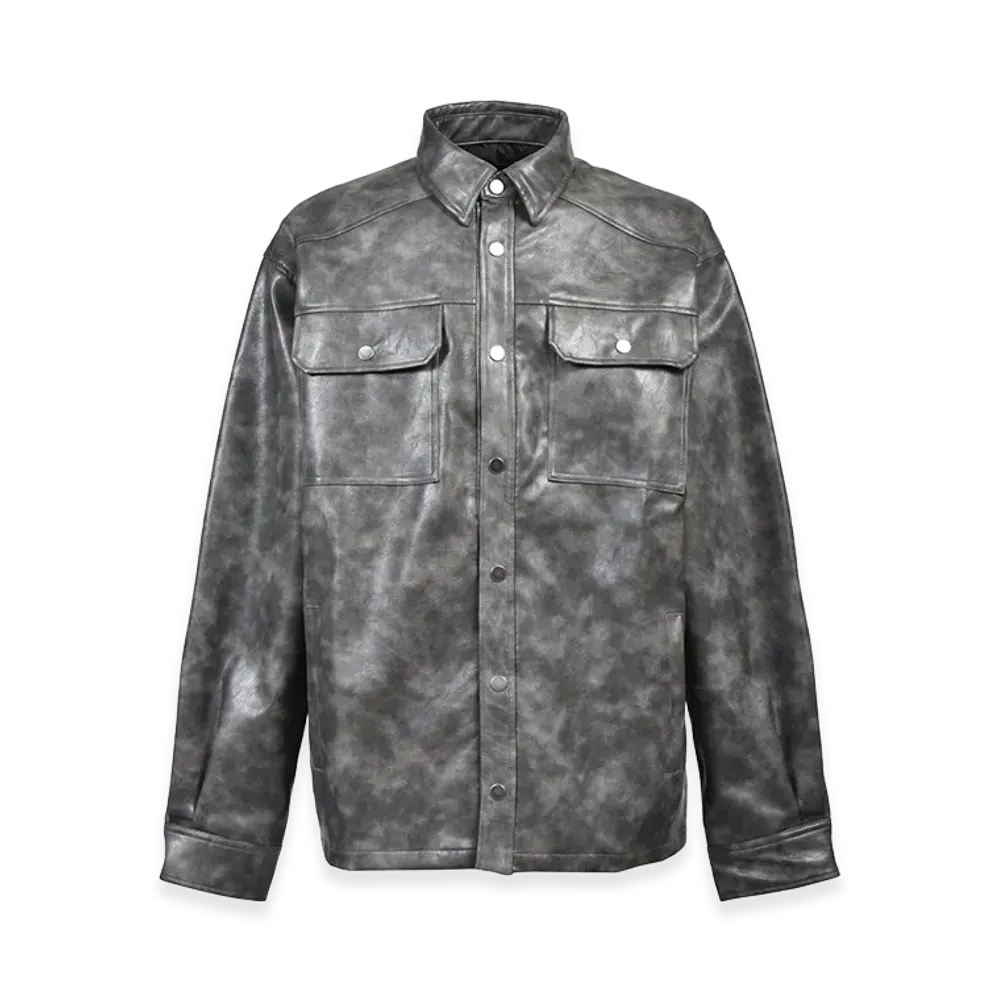 BREATH New Rich Faux Leather Shirt "Black"