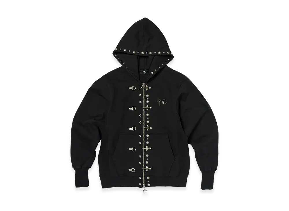 THUG CLUB TC Studded Line Zip-Up Hoodie "Black"
