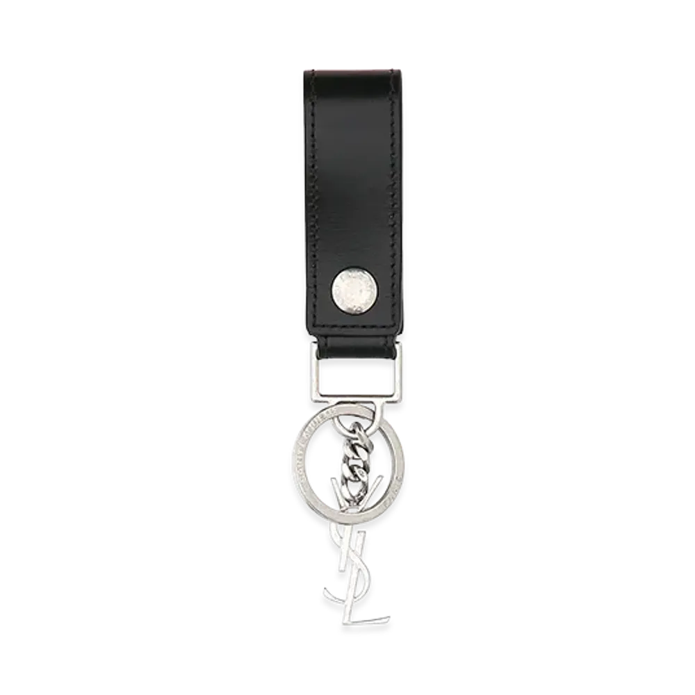 Saint Laurent Leather Monogram Key Ring "Black"