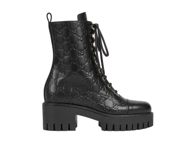 GUCCI Women's GG Leather Ankle Boots "Black"