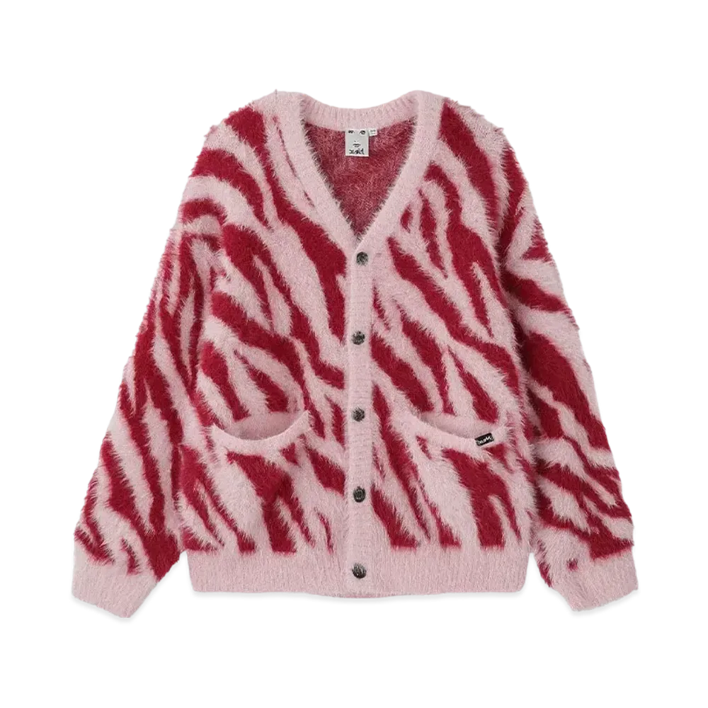 X-Girl Zebra Knit Cardigan "Pink"