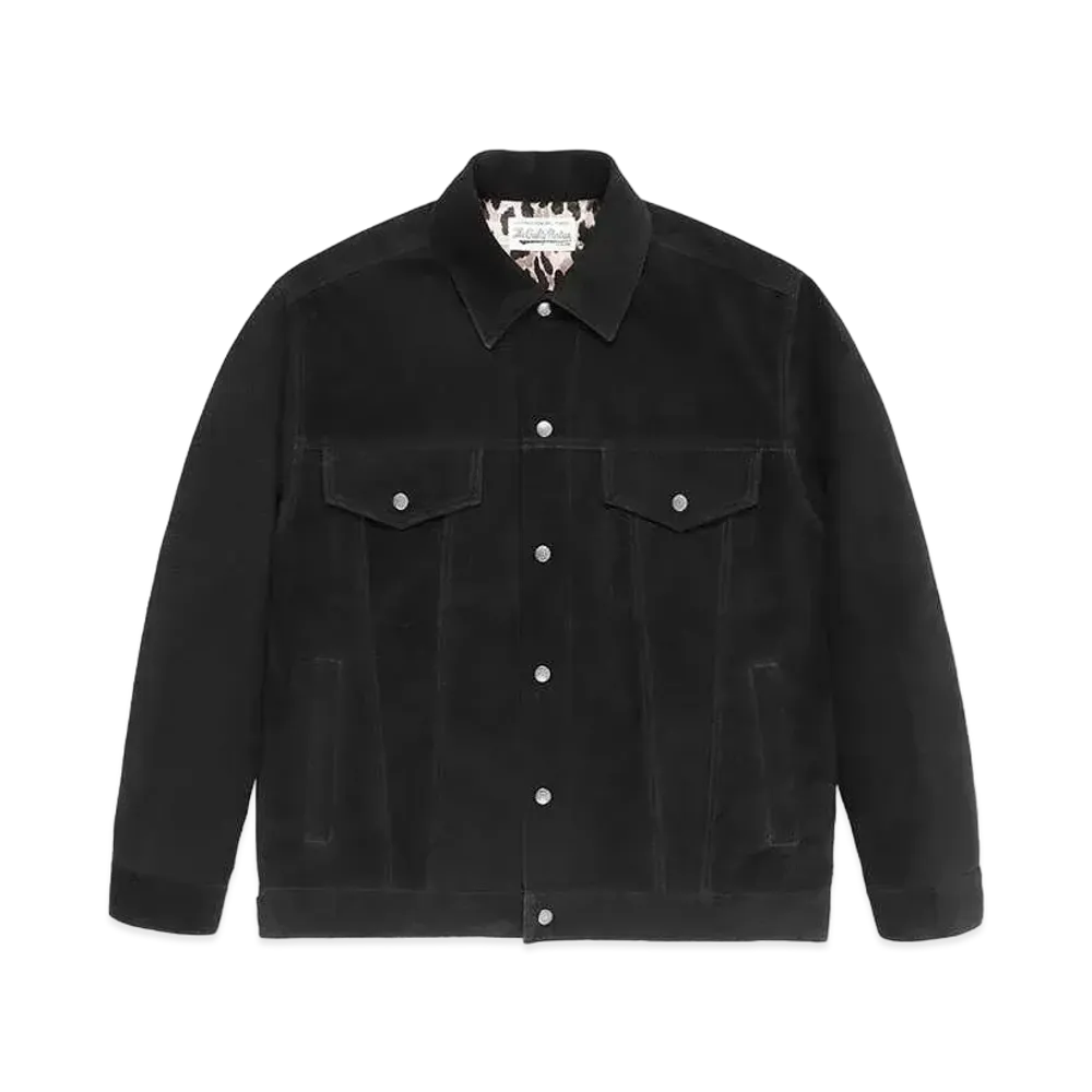 WACKO MARIA Suede Leather Trucker Jacket "Black"