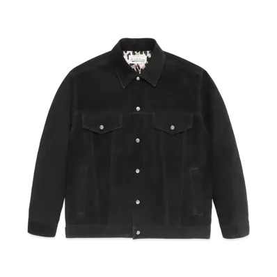 WACKO MARIA Suede Leather Trucker Jacket "Black"
