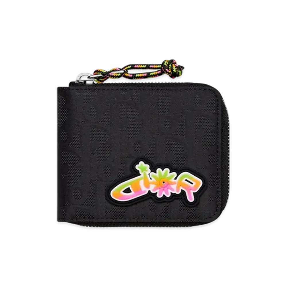 Dior x Lewis Hamilton Zipped Wallet in Dior Oblique Nylon "Black/Multicolor"