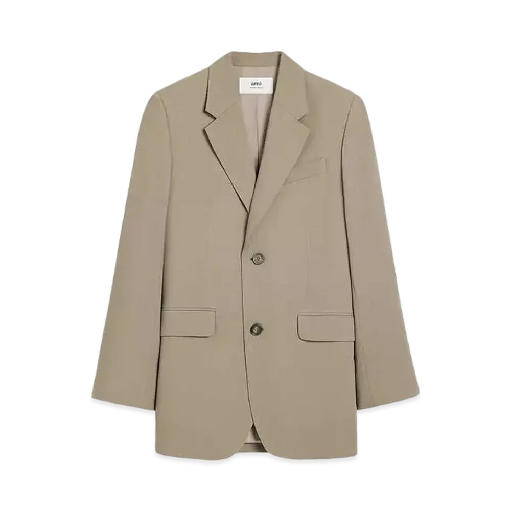 AMI PARIS Wool Crepe Oversized 2button Jacket "Light Taupe"