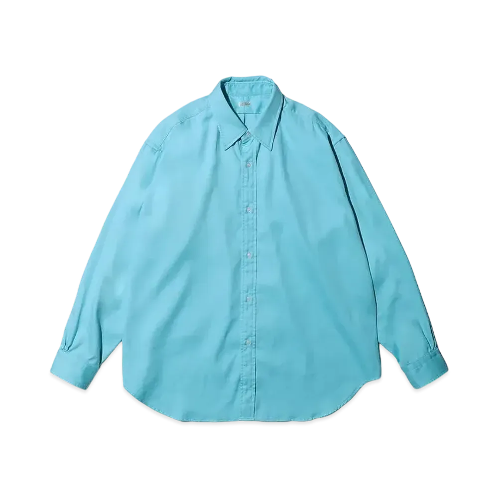 A.PRESSE Double Weave Twill Regular Collar Shirt "Turquoise"