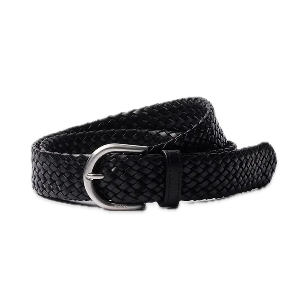 PRADA Braided Leather Belt "Black"