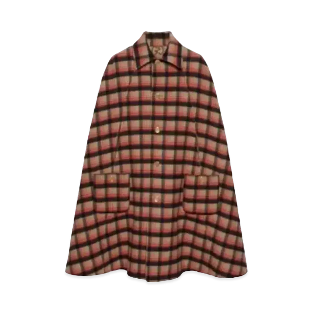 GUCCI Women's Reversible Jumbo GG Cape "Blue/Red"