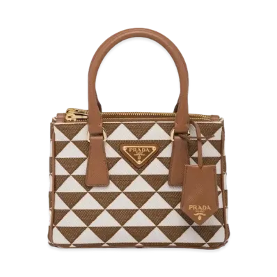 PRADA Symbole Embroidered Fabric Mini Bag "Brown/White"
