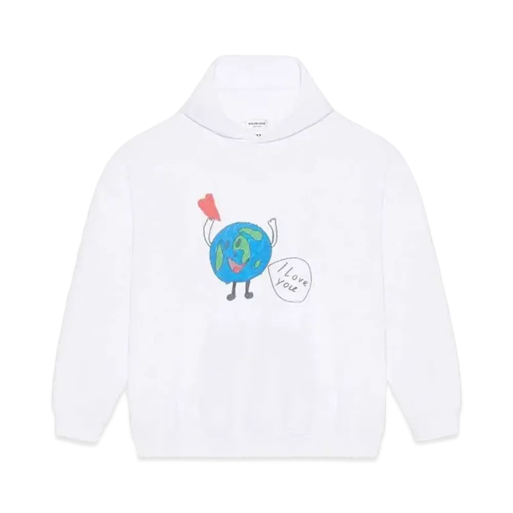 Balenciaga Love Earth Large Fit Hoodie "White"