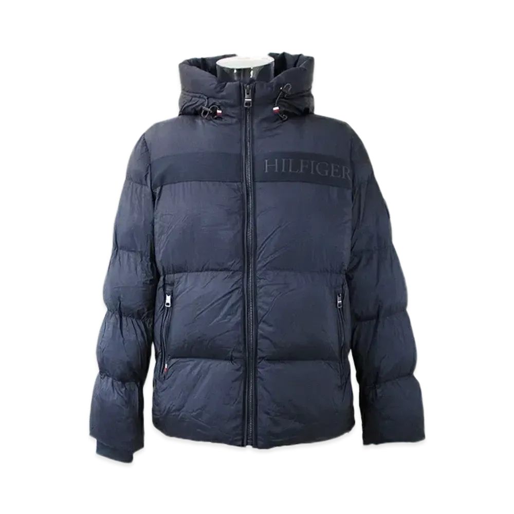 TOMMY HILFIGER Filled Down Puff Jacket New Ghost Print Puffer "Navy"