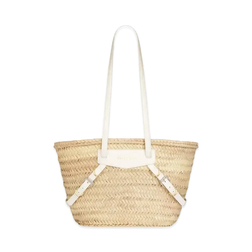 GIVENCHY Small Voyou Basket Bag in Raffia "Ivory"