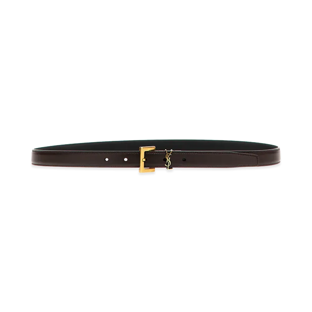 Saint Laurent Women's Cassandre Belt "Brown"
