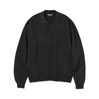 AURALEE Pima Light Sweat Polo "Ink Black"