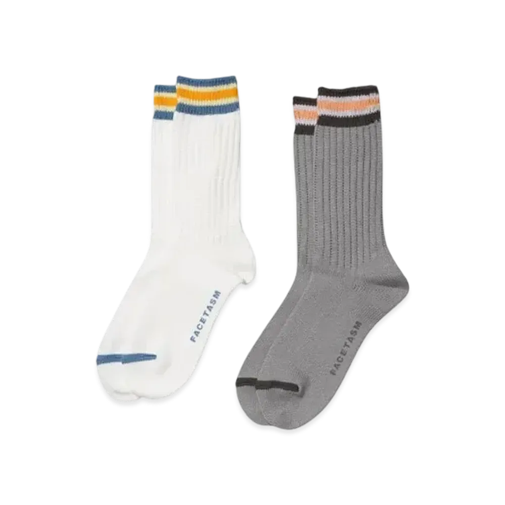 FACETASM RIB SOCKS "WHITE & GREY"