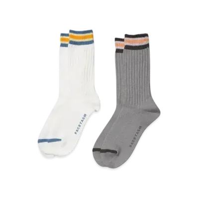 FACETASM RIB SOCKS "WHITE & GREY"