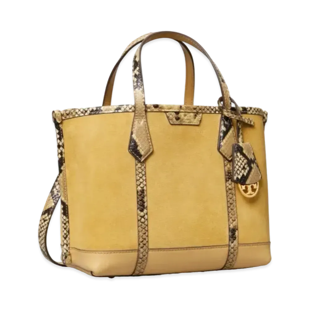 Tory Burch Perry Suede Small Triple-Compartment Tote Bag "Cornbread"