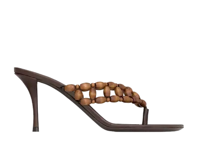 Saint Laurent Women's Zina Sandals "Paris Brown"