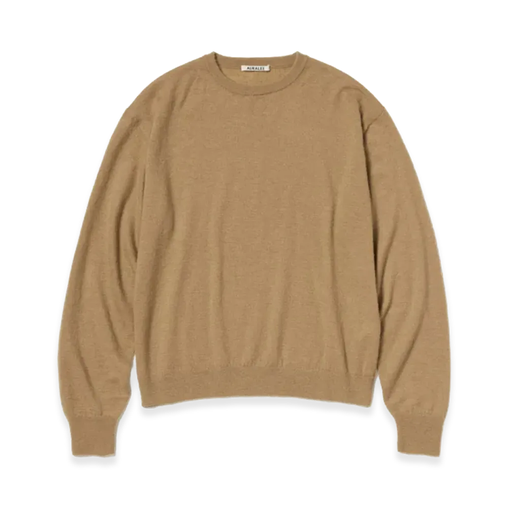 AURALEE High Gauge Soft Cashmere Knit P/O "Light Brown"