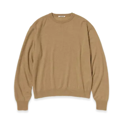 AURALEE High Gauge Soft Cashmere Knit P/O "Light Brown"