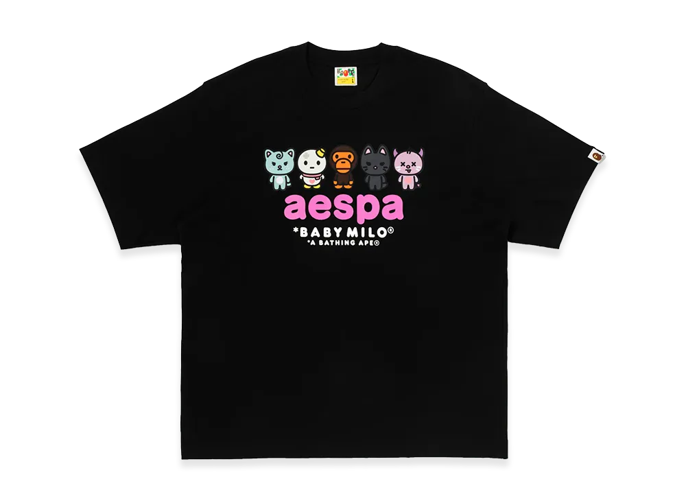A BATHING APE x aespa Baby Milo Relaxed Fit Tee "Black"