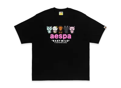A BATHING APE x aespa Baby Milo Relaxed Fit Tee "Black"