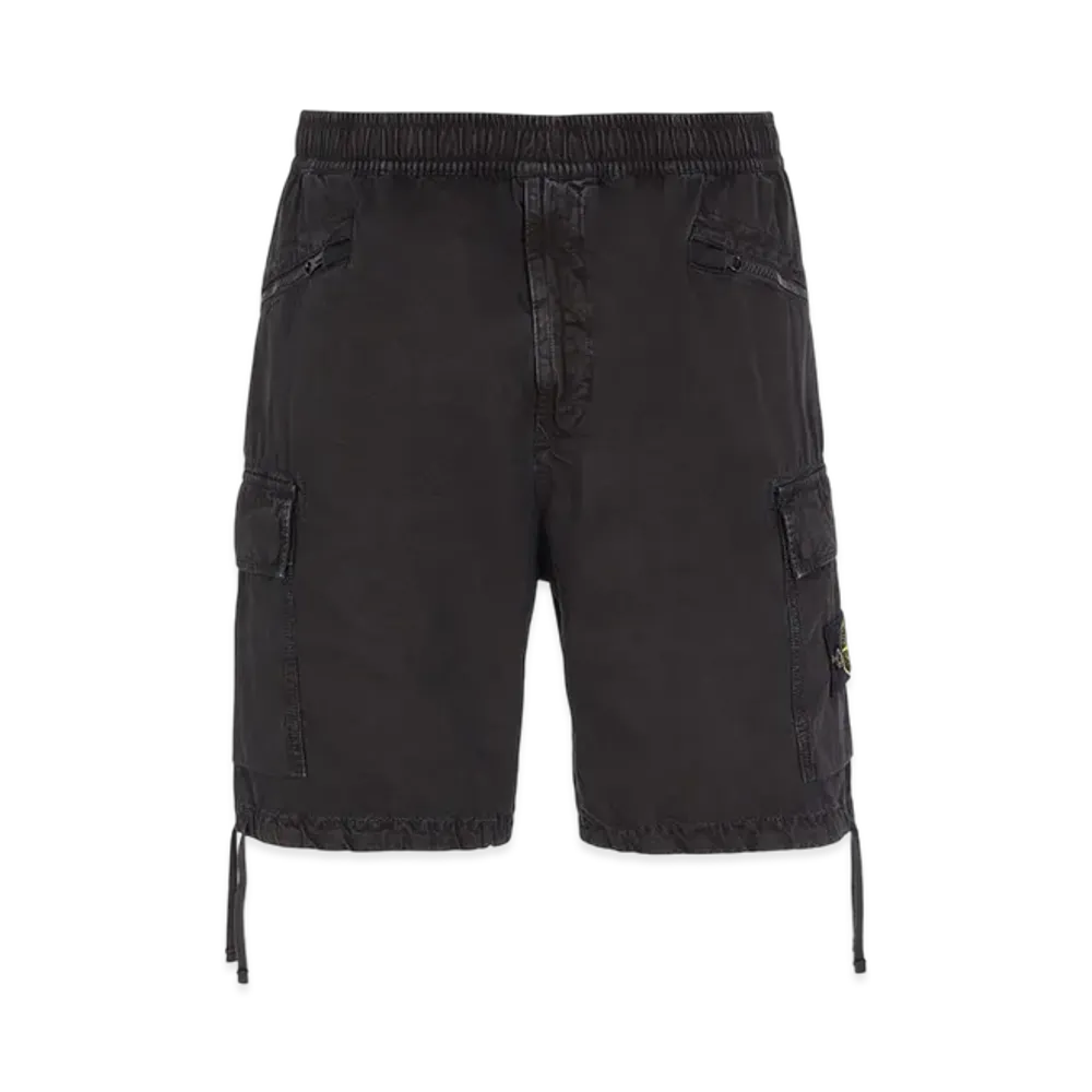 Stone Island L10WA Brushed Cotton Canvas Garment Dyed Old Effect Shorts - 22SS "Black"