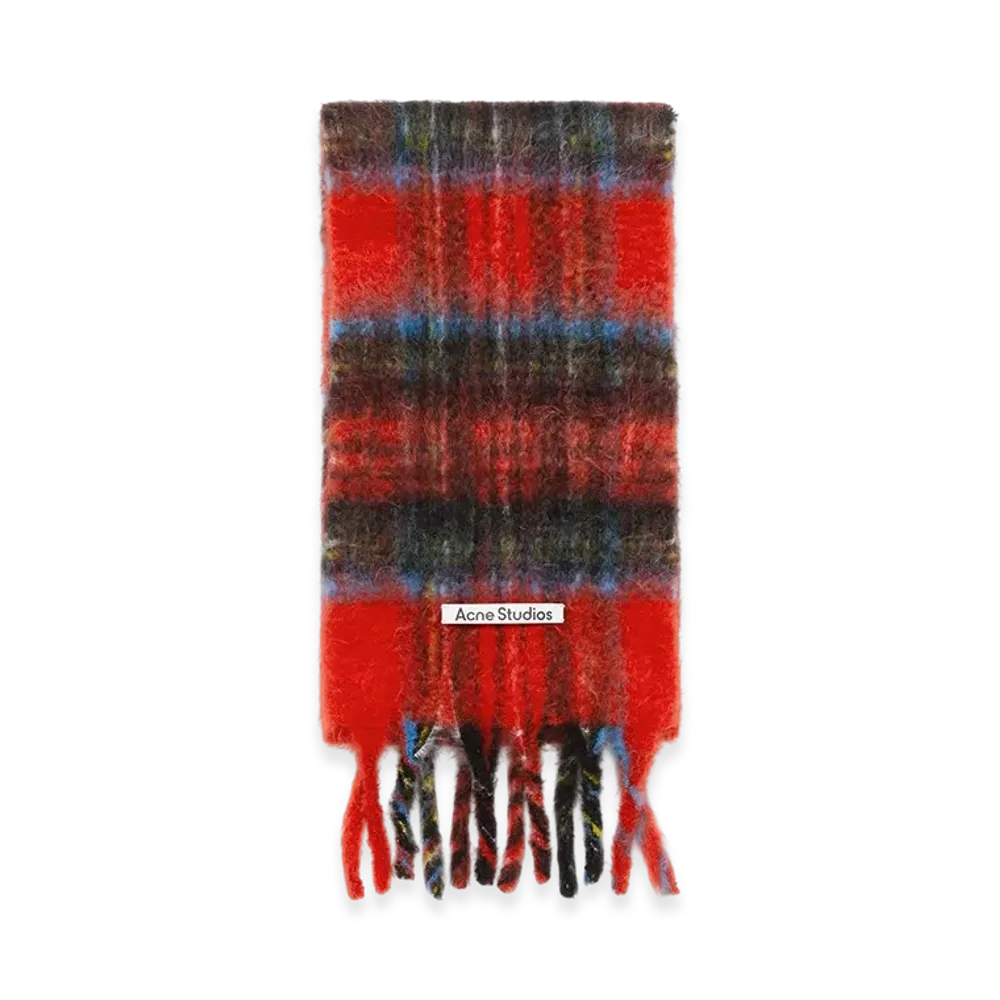Acne Studios Mohair Check Scarf "Red/Blue"