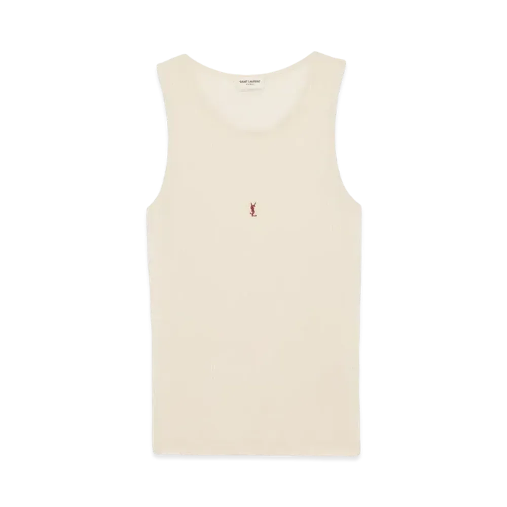 Saint Laurent Women's Cassandre Tank Top "Beige Rouge"