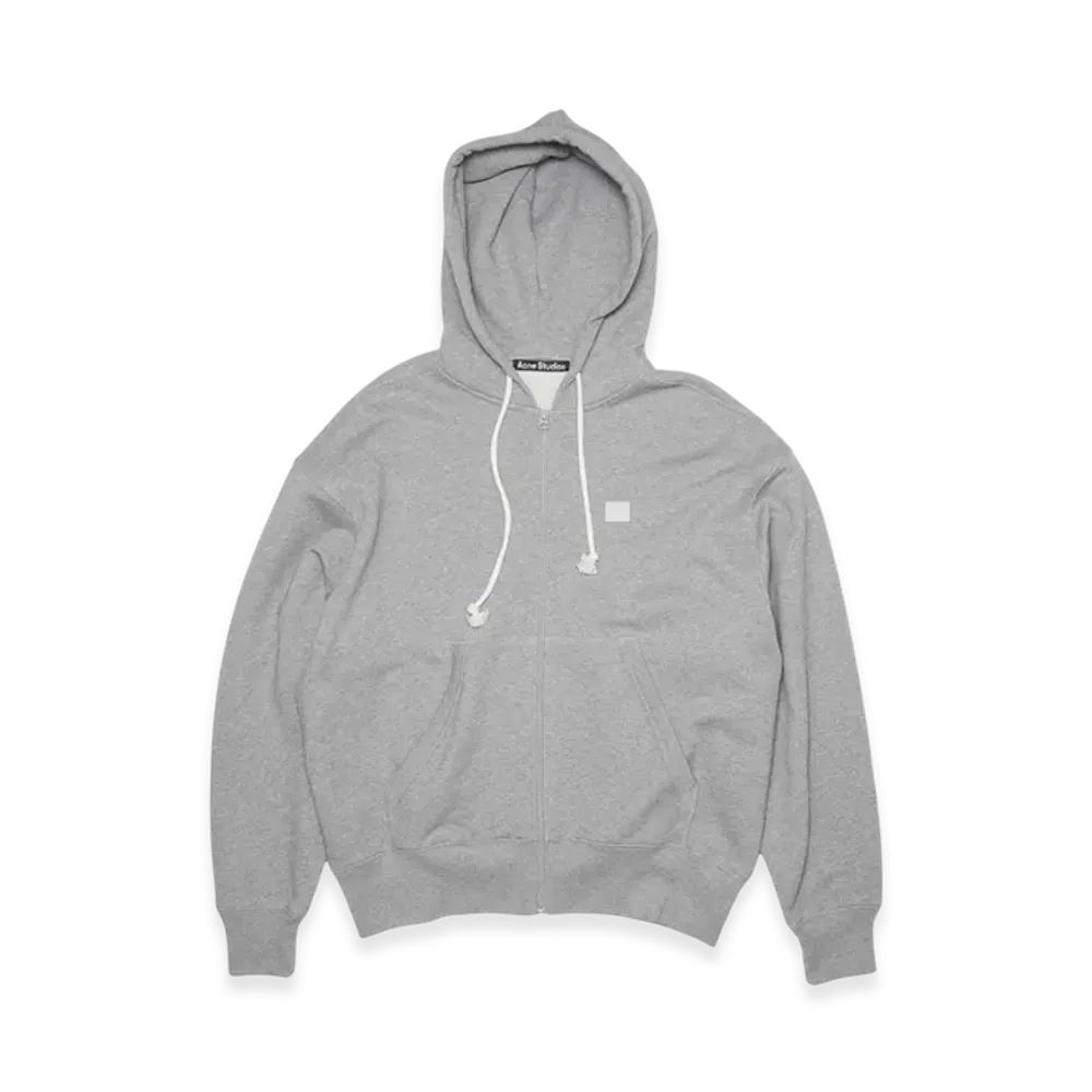 Acne Studios Face Zip Up Hooded Sweatshirt "Light Grey Melange"