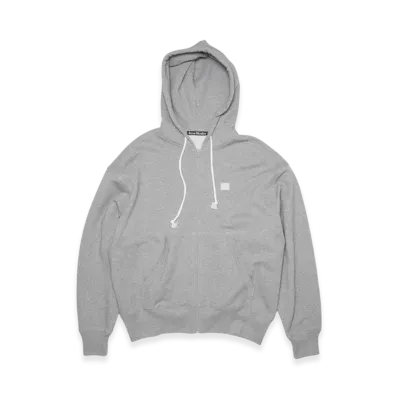 Acne Studios Face Zip Up Hooded Sweatshirt "Light Grey Melange"