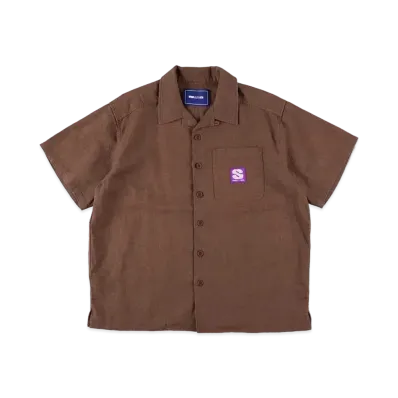 WIND AND SEA Linen Open Collar S/S Shirt "Mahogany"