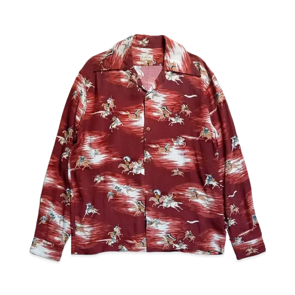 KAPITAL Rayon Kamikaze Pt Wrangle Color Open Collar Shirt "Enji"