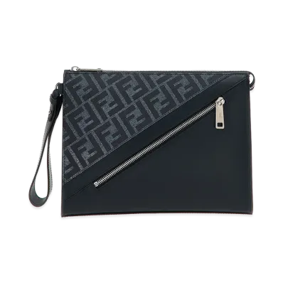 FENDI Diagonal Flat Pouch "Blue"