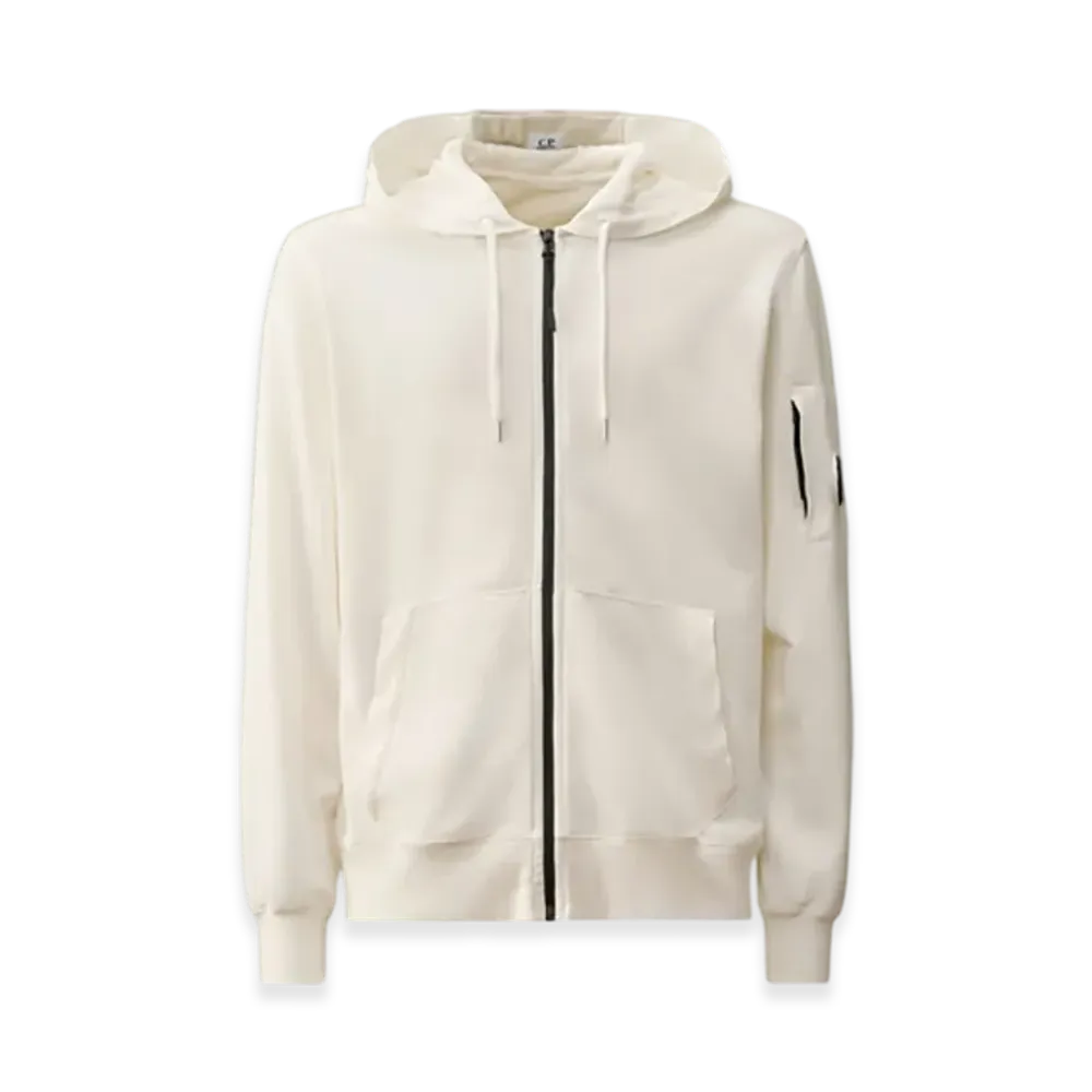 C.P. Company Light Fleece Zipped Hoodie "Gauze White"
