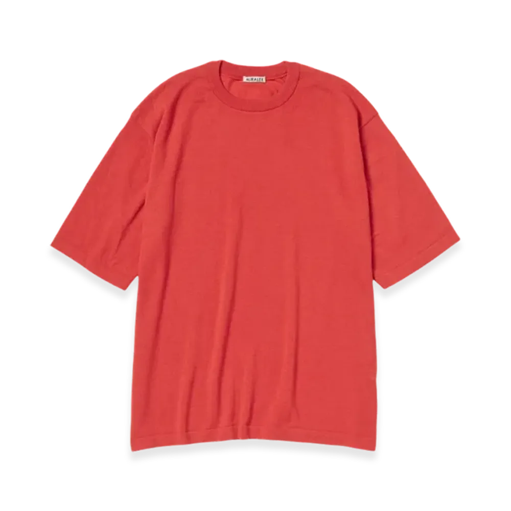 AURALEE Cashmere Hard Twist Knit T-Shirt "Red"