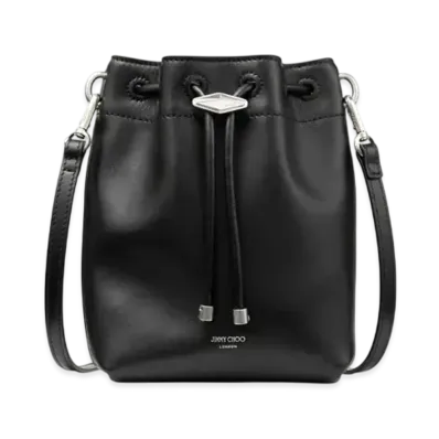 Jimmy Choo Cinch Mini Leather Mini Bag "Black/Antique Silver"