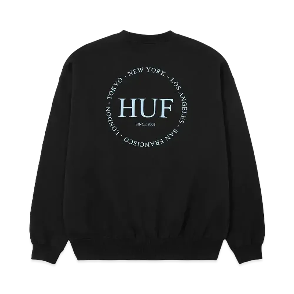 HUF Fall 24 Fine Print Fleece Crew "Black"