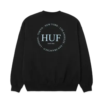 HUF Fall 24 Fine Print Fleece Crew "Black"
