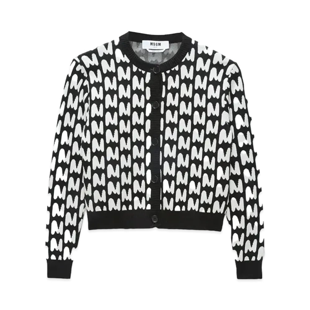 MSGM Jacquard "Themwave" Cardigan "Black"