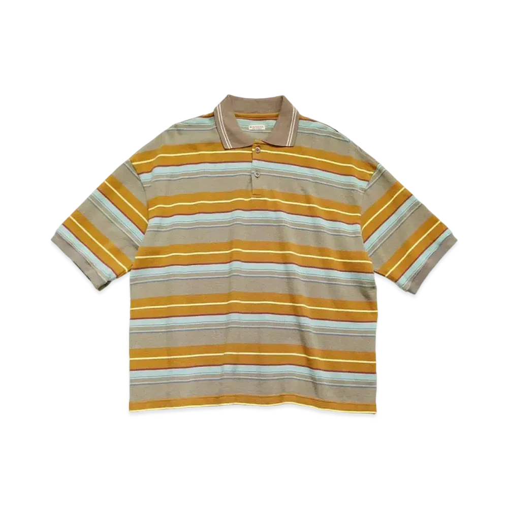 KAPITAL Multi Border Pique Box Polo "Camel Brown"
