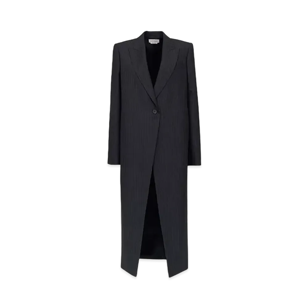 Alexander McQUEEN Pinstripe Cutaway Coat "Navy"