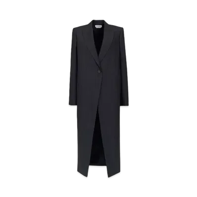 Alexander McQUEEN Pinstripe Cutaway Coat "Navy"