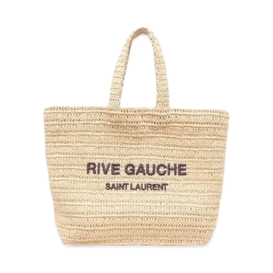 Saint Laurent Rive Gauche Supple Tote Bag In Raffia Crochet "Naturel"
