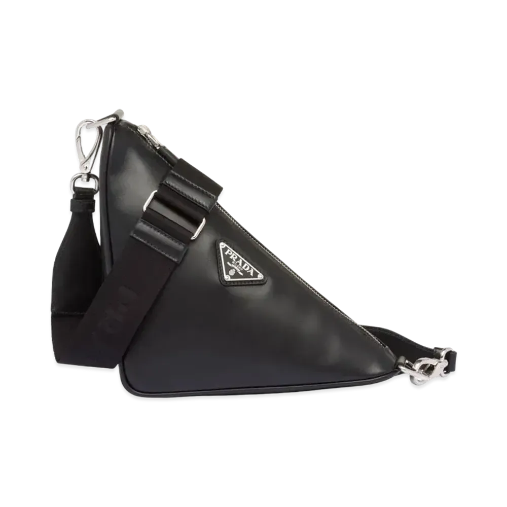 PRADA Triangle Leather Bag "Black"