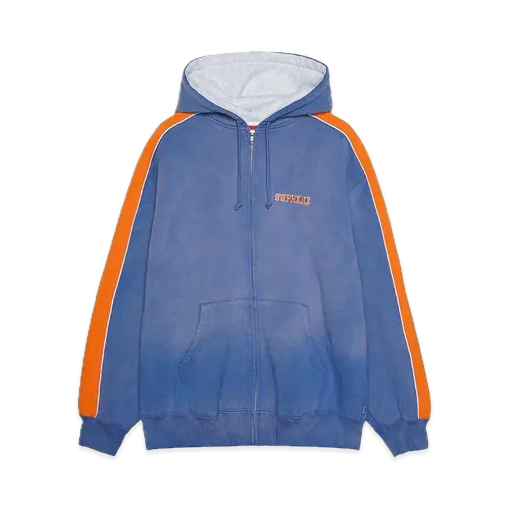 Supreme State Zip Up Hooded Sweatshirt "Washed Royal"
