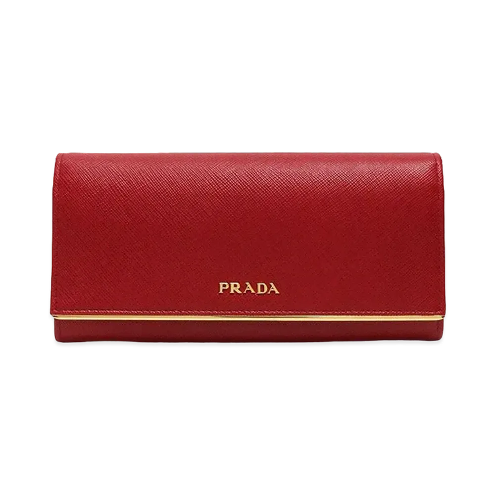 PRADA Saffiano Leather Long Wallet "Red"