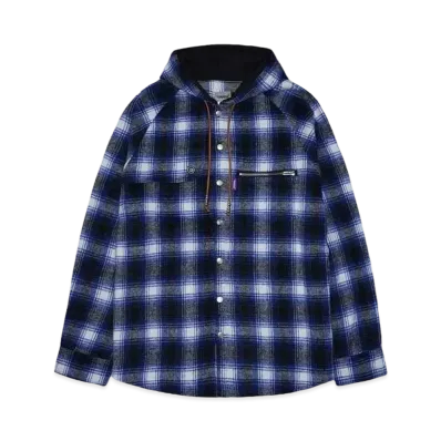 WANNA "Sherlock" Hooded Flannel shirts "BLUE"
